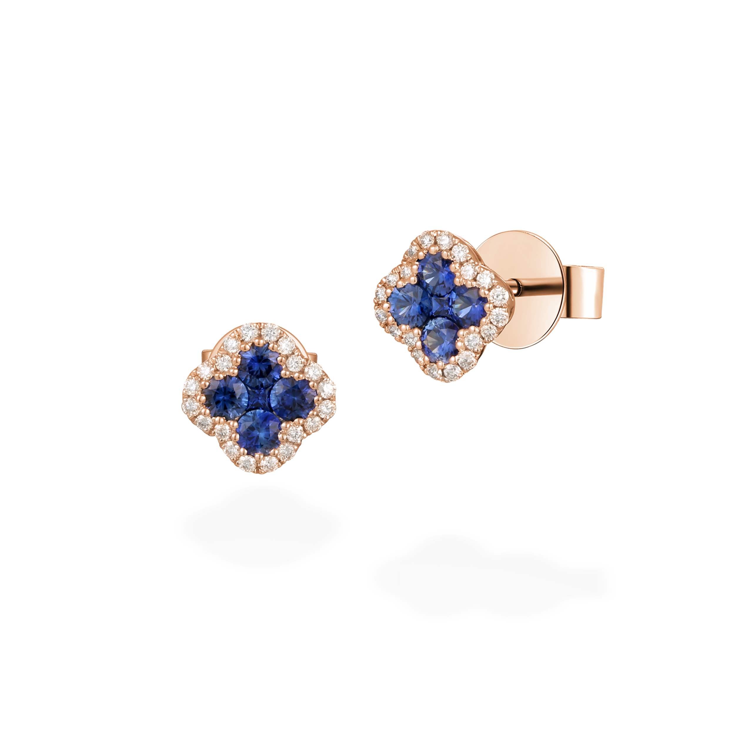 Clover blue sapphire earrings